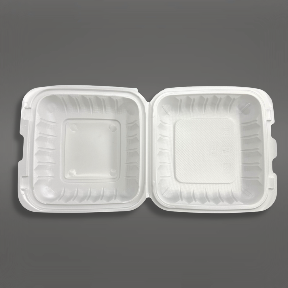 YR-781 | Microwavable PP Square Clamshell Container (224) w/Hole | 7.8x7.8x3.4