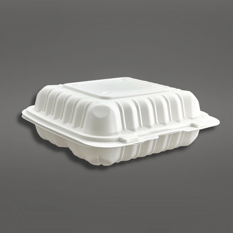 YR-783 | Microwavable PP Square Clamshell Container (783) w/Hole | 7.8x7.8x3.4" - 150 Pcs-diagonal