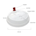 90mm Clear Round Sip Lid W/ Red Heart Shaped Plug size description