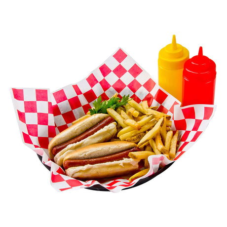 Red And White Checkered Liner Paper with hotdogs chips and ketchup12x12" Red And White Checkered Liner Paper - With Hotdog