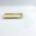 #02 | Eco-friendly Sugarcane Sushi Tray W/ Plastic Lid | 8.7x3.5x1.9