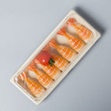#02 | Eco-friendly Sugarcane Sushi Tray W/ Plastic Lid | 8.7x3.5x1.9" - 300 Sets - HD Bio Packaging