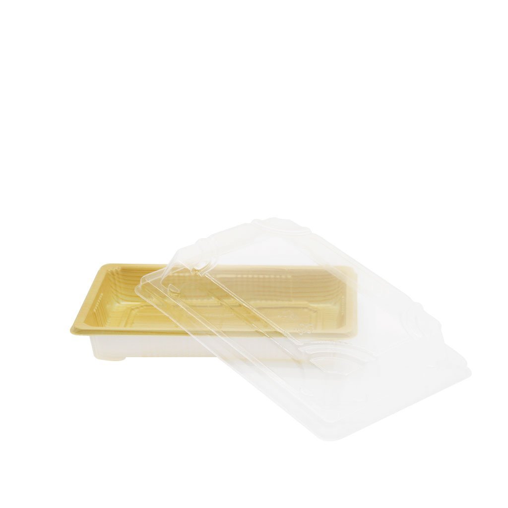 #03 | Wood Pattern Sushi Tray W/ Lid | 6.5x4.5x2" - 500 Sets - HD Bio Packaging