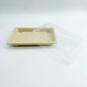 #05 | Eco-friendly Sugarcane Sushi Tray W/ Plastic Lid | 7.3x5.1x1.9