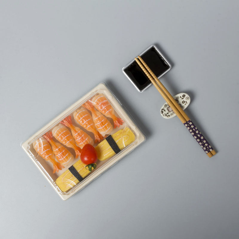 #05 | Eco-friendly Sugarcane Sushi Tray W/ Plastic Lid | 7.3x5.1x1.9" - 300 Sets - HD Bio Packaging