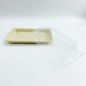 #07 | Eco-friendly Sugarcane Sushi Tray W/ Plastic Lid | 8.8x5.5x1.9