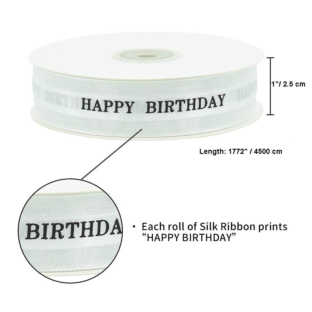 1" Happy Birthday Fabric Ribbon description