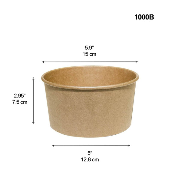 32oz Eco-friendly Kraft Round Paper Bowl (Base Only) with size description