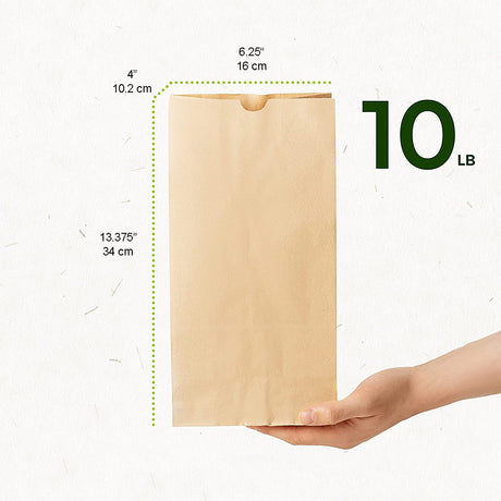 10lb | Eco-Friendly Paper Kraft Bakery Bag | 6.25x4x13.375" - 500 Pcs
