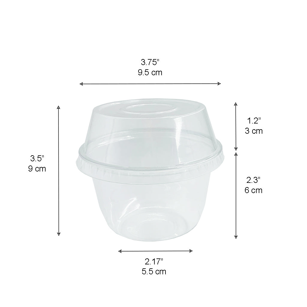 9oz Clear Plastic Dessert Cup white background size description