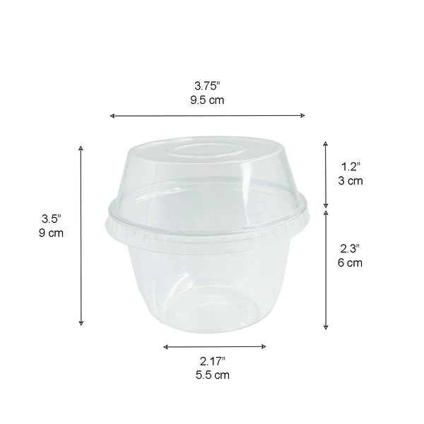 9oz Clear Plastic Dessert Cup white background size description