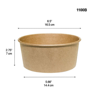 #1100B | 37oz Eco-friendly Kraft Round Paper Bowl (Base Only) - 300 Pcs - HD Bio Packaging