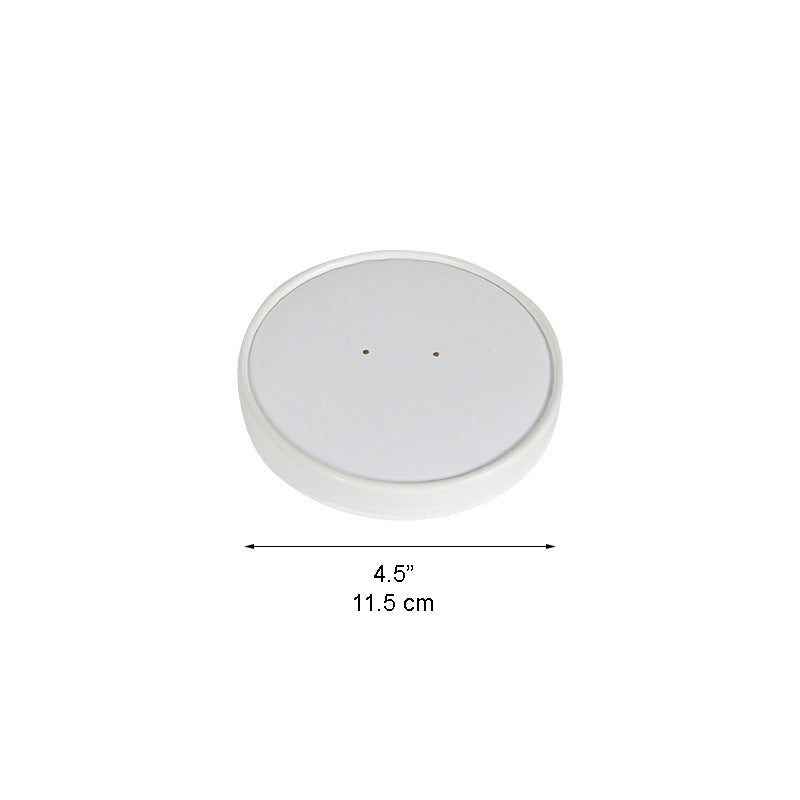115mm White Paper Lid | Fit 20D/32D Paper Soup Cup (Lid Only) - 500 Pcs