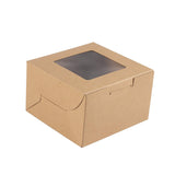 Kraft Cake Paper Box W/ Window | 4x4x2.5" - 100 Pcs