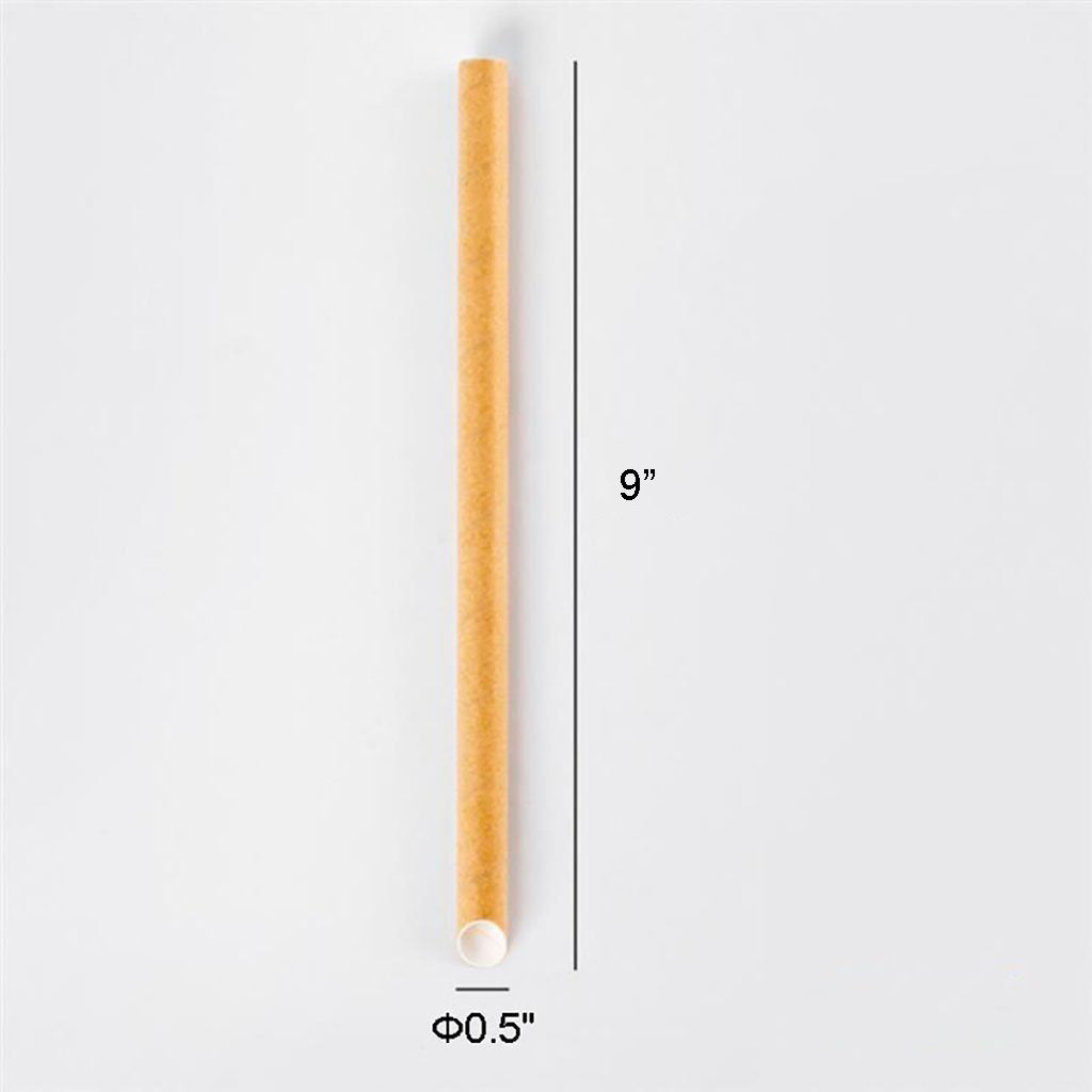12x230mm Diagonal Cut Kraft Paper Straw (Individually Wrapped) - 2000 Pcs