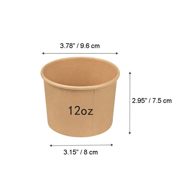 12oz Eco-friendly Kraft Paper Soup Cup size description