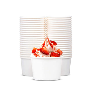 12oz Eco-friendly White Paper Soup Cup base only Sundae strawberry