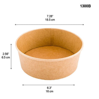 #1300B | 40oz Eco-friendly Kraft Round Paper Bowl (Base Only) - 300 Pcs - HD Bio Packaging