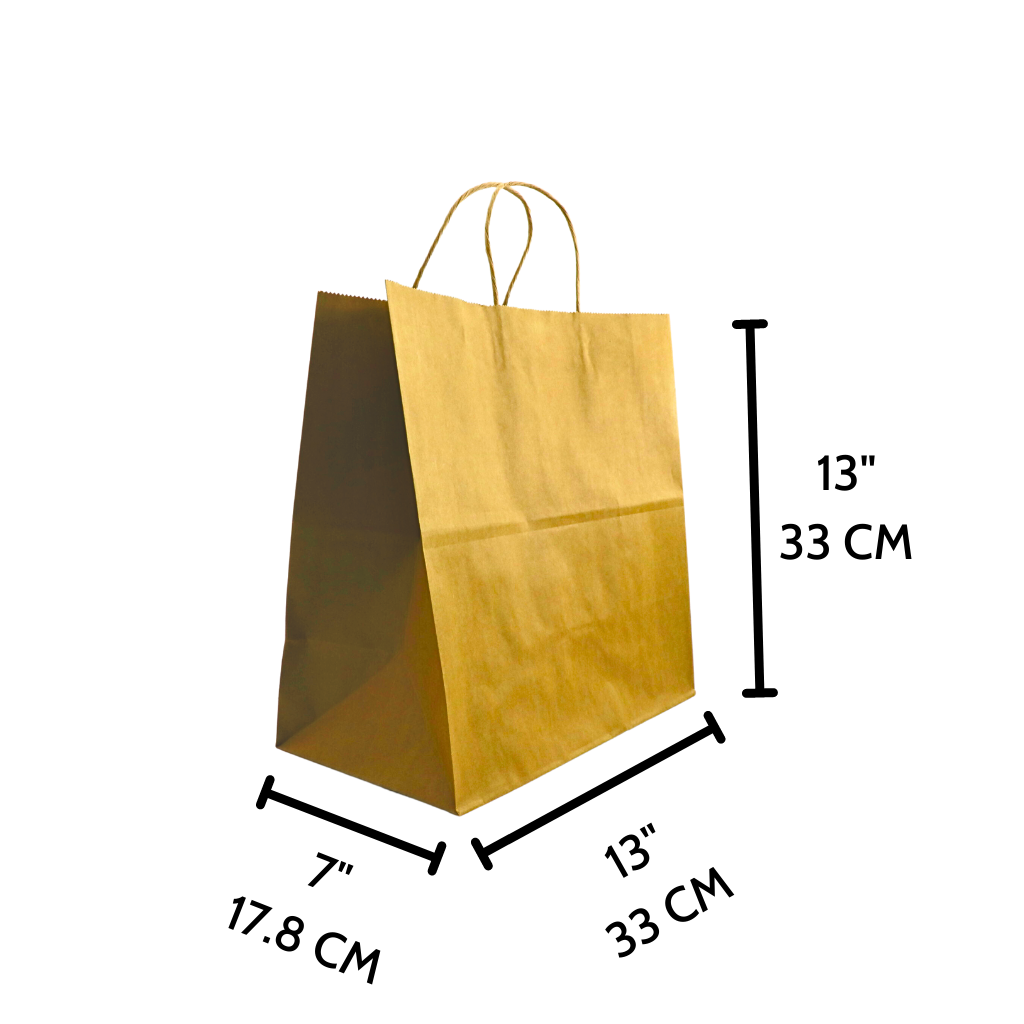 HD-13713 | 100% Recycled Paper Kraft Bag W/ Twisted Handle | 13x7x13" - 250 Pcs