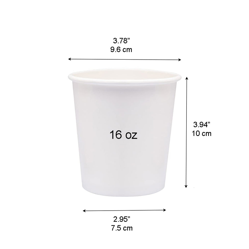 #16D | 16oz White Paper Soup Cup Food Container | 96mm Top - 500 Pcs ...
