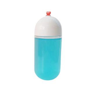 16oz Disposable Clear Capsule Plastic Bottle W/ White Lid & Red Heart Shaped Plug - 200 Sets
