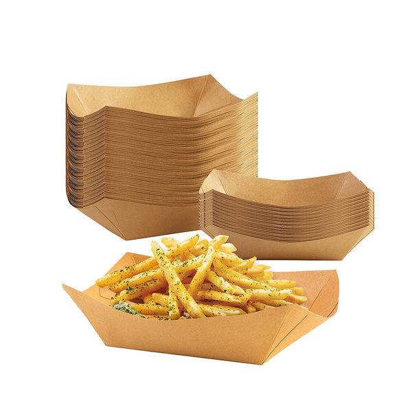 1lb Disposable EcoCraft Grease-Proof Natural Kraft Food Tray -1000 Pcs | HD Bio Packaging