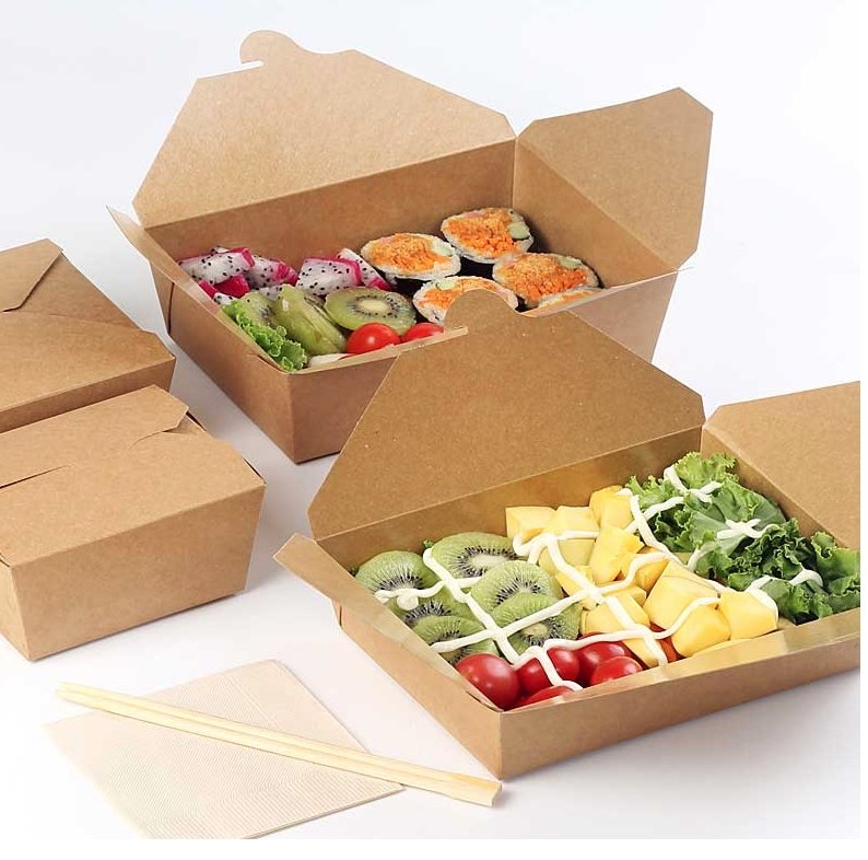 #2 | 50oz Eco-friendly Kraft Foldable Paper Box | 7.66x5.5x1.89" - 200 Pcs - HD Bio Packaging