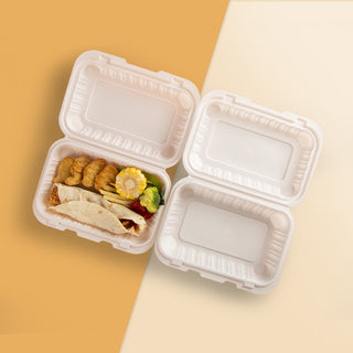 (ONLY 11cs Available at Scarborough Warehouse)#96 | Microwavable PP White Rectangular Clamshell Food Container | 9x6x2.6