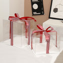 Two-Piece Clear Square Cake Box  with red ribbon