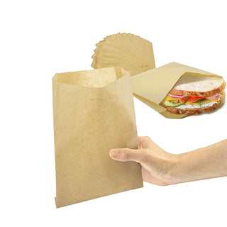 Eco-Friendly Kraft Gusseted Greaseproof Paper Sandwich Bags | 6x2x9” - 1000 Pcs
