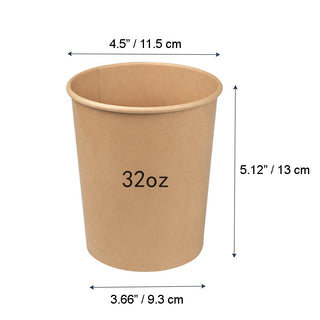 #32B | 32oz Eco-friendly Kraft Paper Soup Cup (Base Only) - 500 Pcs - HD Bio Packaging