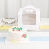 4" 6" 8" White Cake Box W/ Window & Handle & Square Base Board - 50 Sets
