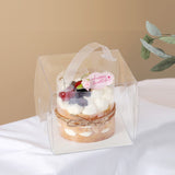 3" 4" Small 4" Clear Square Cake Box W/ Handle & Board - 50 Sets