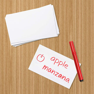  Solid Bleach White Paper Card flash card with letter apple and red mark pen
