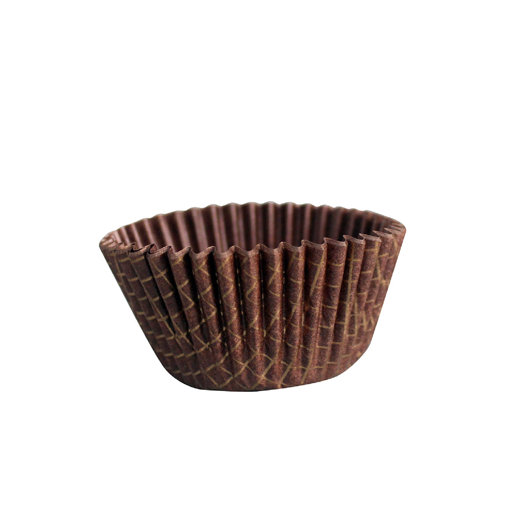 4.5" Brown With Golden Tartan Pattern Baking Paper Cup - 10000 Pcs