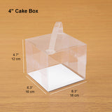 3" 4" Small 4" Clear Square Cake Box W/ Handle & Board - 50 Sets