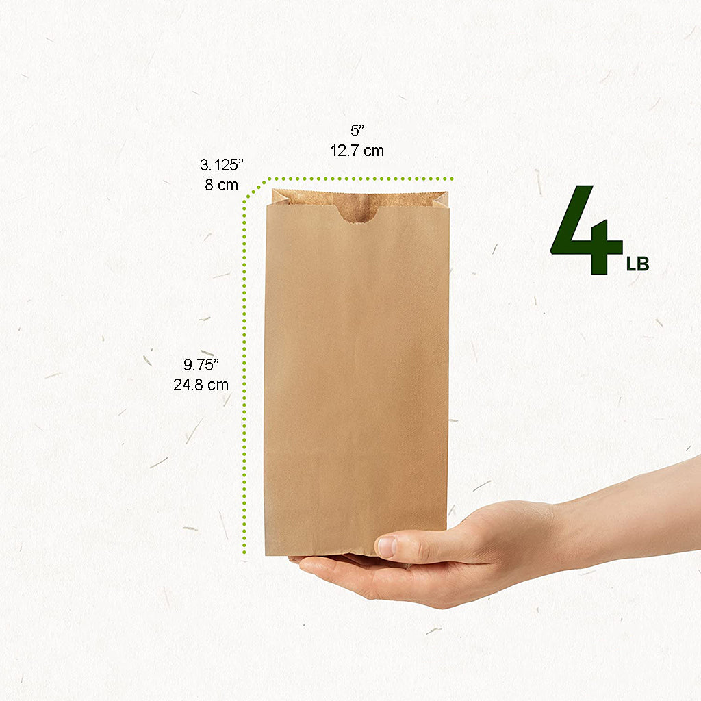 4lb Paper Kraft Bakery Bag | 5x3.125x9.75" - 500 Pcs