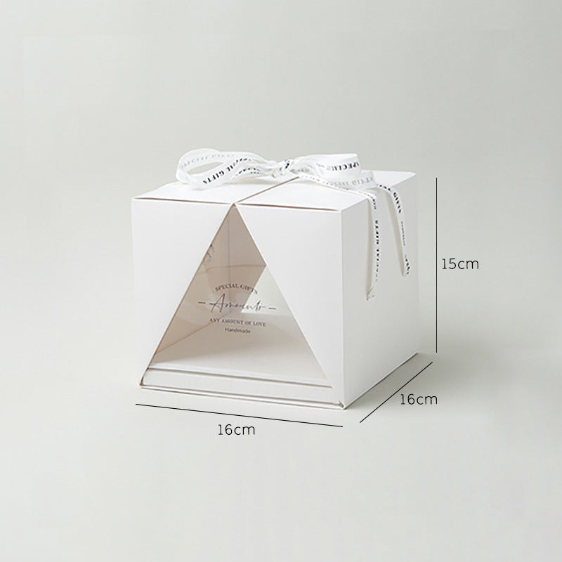 [Pre-order] 4" 6" 8" Plastic Clear Square Cake Box W/ White Lid - 50 Sets