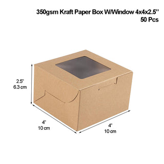 Kraft Cake Paper Box W/ Window | 4x4x2.5