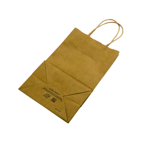 HD-538 | 100% Recycled Paper Kraft Bag W/ Twisted Handle | 5.25x3.6x8.5