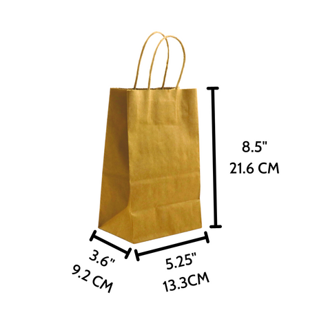 HD-538 | 100% Recycled Paper Kraft Bag W/ Twisted Handle | 5.25x3.6x8.5" - 250 Pcs
