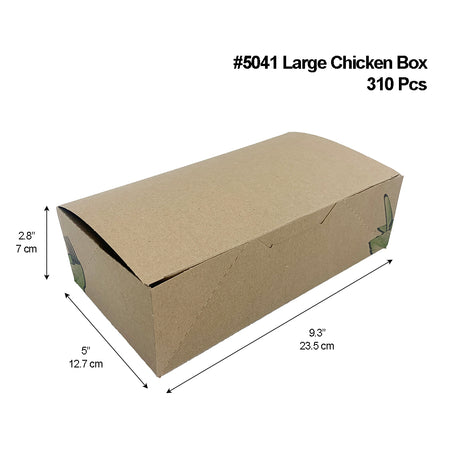 #5041 | Large Kraft Foldable Paper Chicken Box | 9.3x5x2.8" - 310 Pcs - HD Bio Packaging