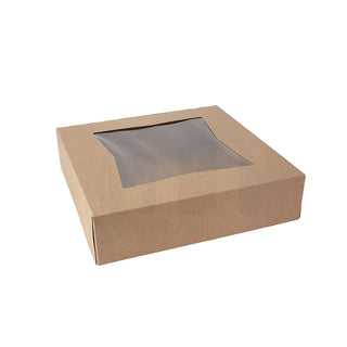 Kraft Cake Paper Box with window flat style in white background