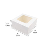 White Cake Paper Box W/ Window | Bakery Box | 6x6x2.5" - 100 Pcs
