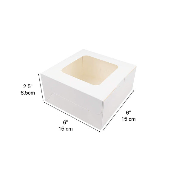 White Cake Paper Box W/ Window | 6x6x2.5