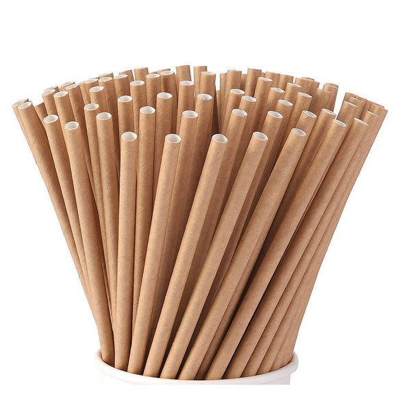 6x230mm Eco-friendly Diagonal Cut Kraft Paper Straw  wholesale