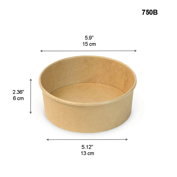 #750B | 26oz Eco-friendly Kraft Round Paper Bowl (Base Only) - 300 Pcs - HD Bio Packaging