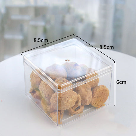 11oz Square Clear Cake Container W/ Lid | 3.35x3.35x2.56" - size with cookie