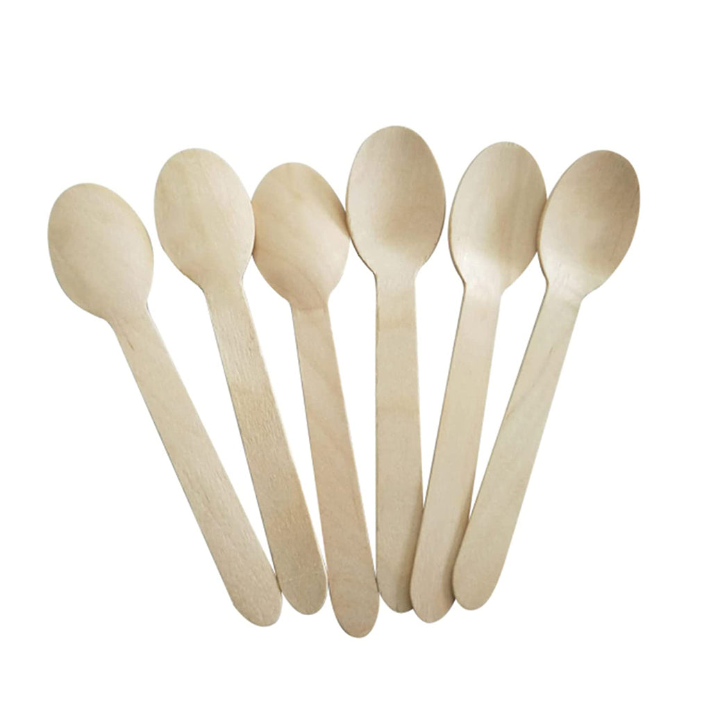 6.2" Individually Paper Wrapped Compostable Wooden Spoon - 1000 Pcs