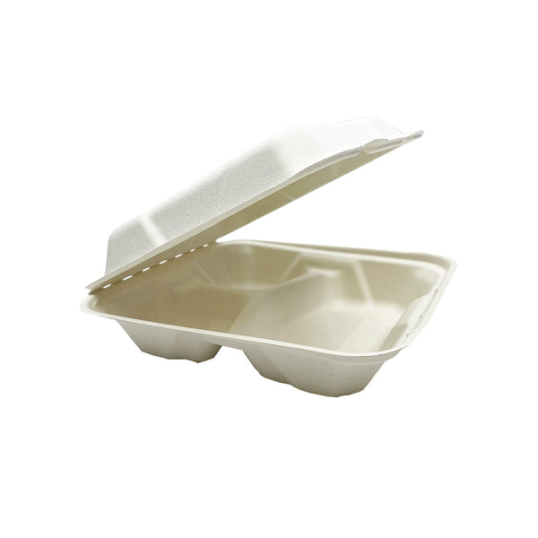 (21% OFF SALE) B032 | Eco-friendly Sugarcane Square Clam Shell Food Container | 9x9x3